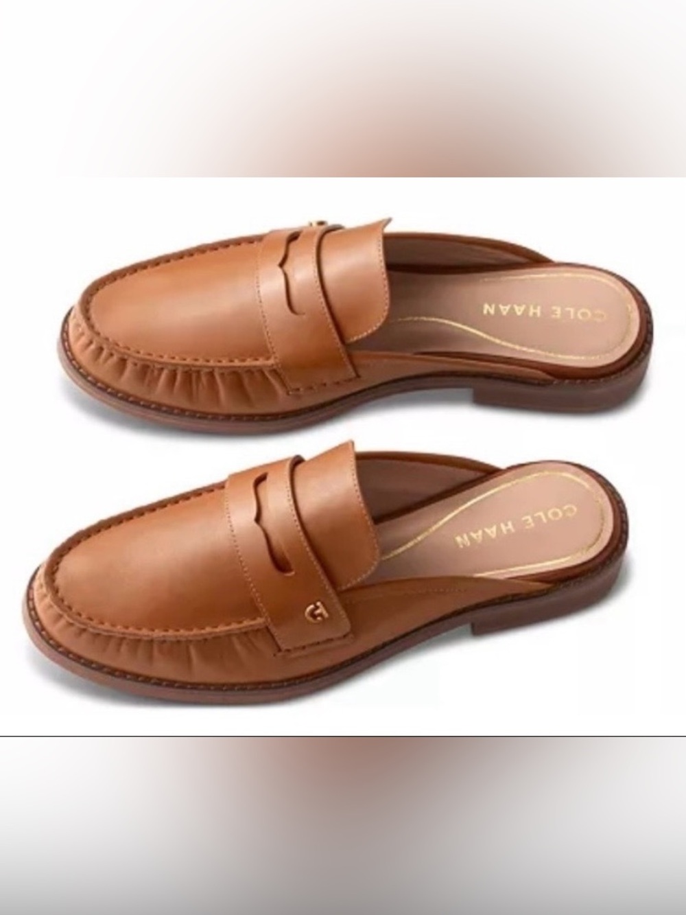 Cole Haan Women’s Leather Slip-On Penny Mules — Black & Tan